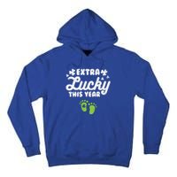 Extra Lucky St Patricks Day Pregnancy Announcet Mom Gift Tall Hoodie