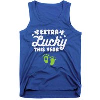 Extra Lucky St Patricks Day Pregnancy Announcet Mom Gift Tank Top