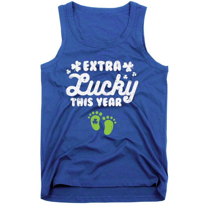 Extra Lucky St Patricks Day Pregnancy Announcet Mom Gift Tank Top