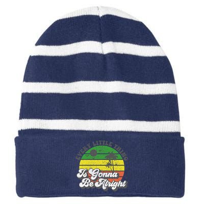 Every Little Thing Is Gonna Be Alright Jamaica Womens Gift Striped Beanie with Solid Band