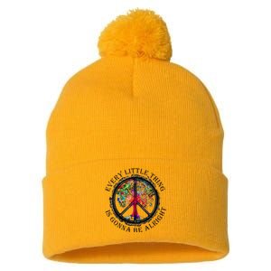 Every Little Thing Is Gonna Be Alright Yoga Tree Root Color Pom Pom 12in Knit Beanie