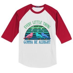 Every Little Thing Is Gonna Be Alright Bird Cute Adorable Kids Colorblock Raglan Jersey