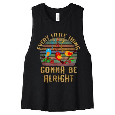 Every Little Thing Is Gonna Be Alright Little Birds Women's Racerback Cropped Tank