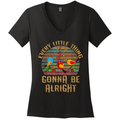 Every Little Thing Is Gonna Be Alright Little Birds Women's V-Neck T-Shirt