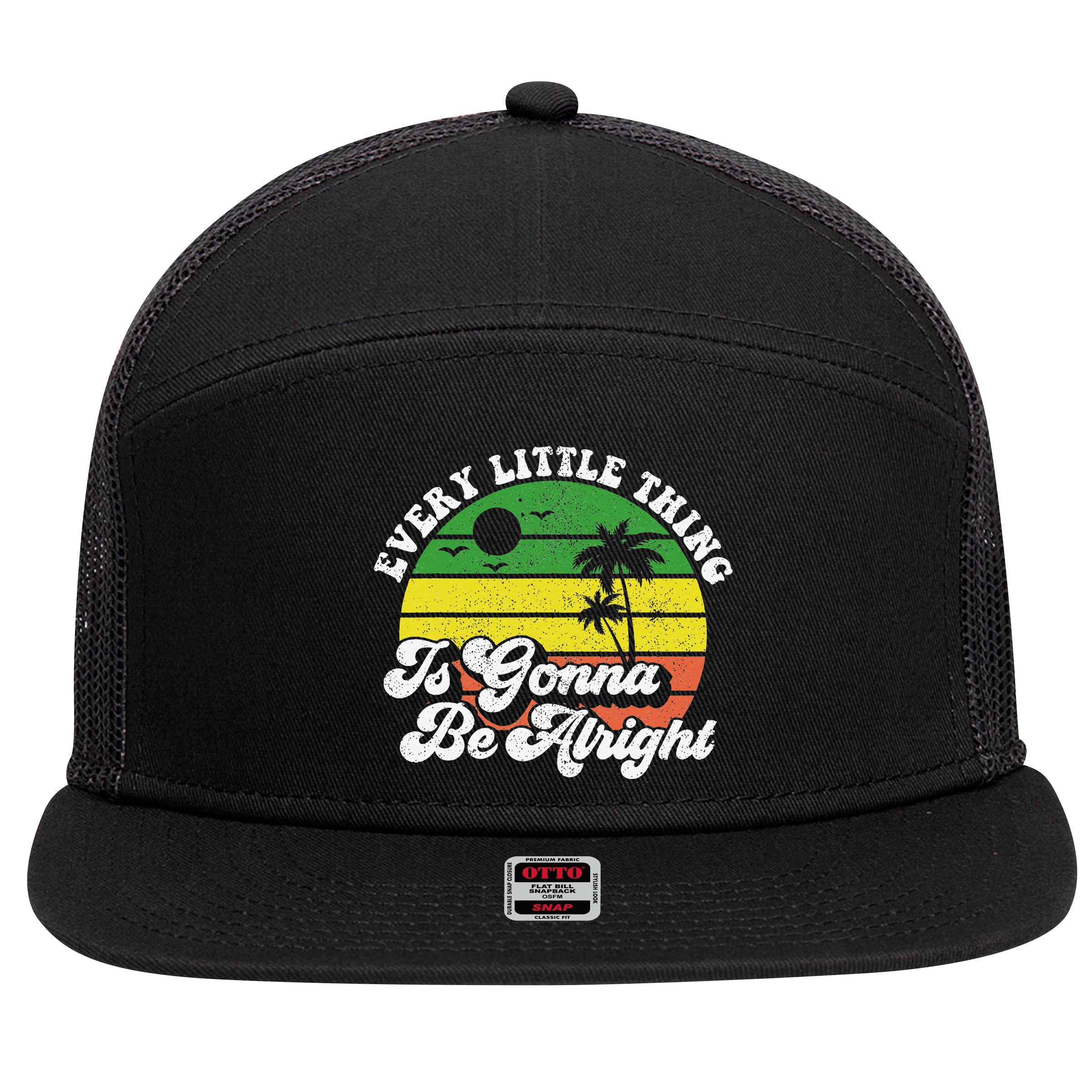 Every Little Thing Is Gonna Be Alright Jamaica Wo Gift 7 Panel Mesh Trucker Snapback Hat