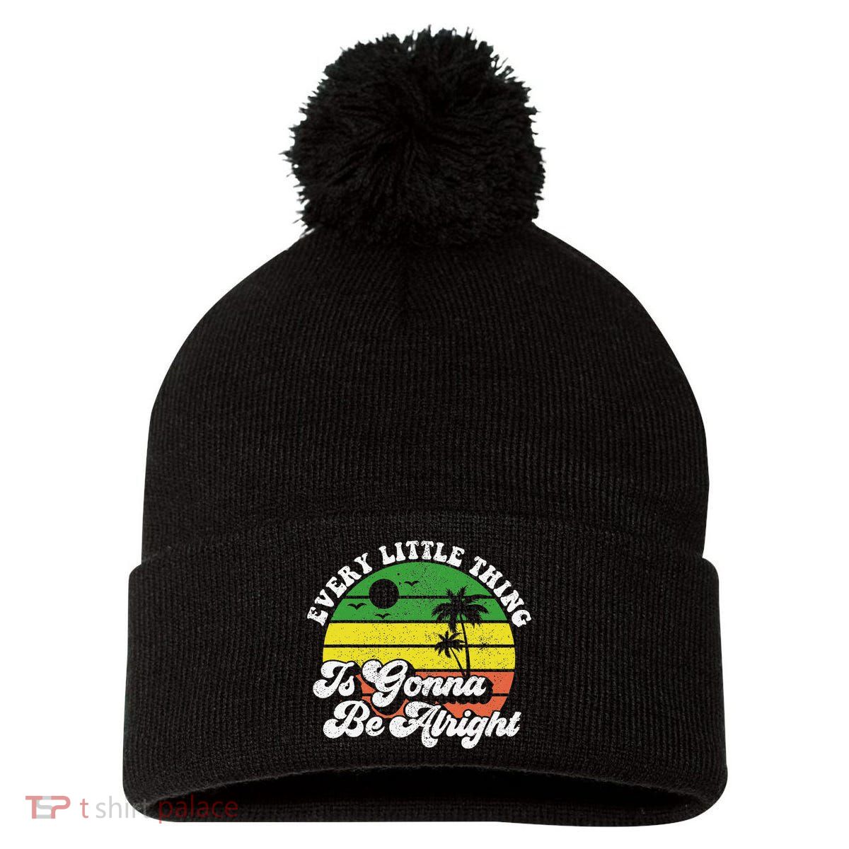 Every Little Thing Is Gonna Be Alright Jamaica Wo Gift Pom Pom 12in Knit Beanie