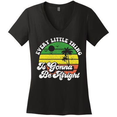Every Little Thing Is Gonna Be Alright Jamaica Wo Gift Women's V-Neck T-Shirt
