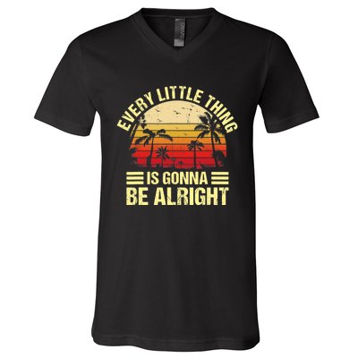 Every Little Thing Is Gonna Be Alright Jamaica Wo Gift V-Neck T-Shirt