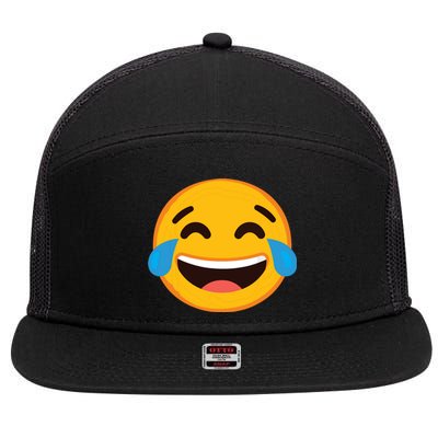 Emoticon Laughing Tears Face With Tears Of Joy Gift 7 Panel Mesh Trucker Snapback Hat