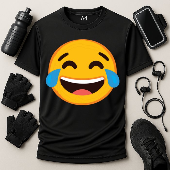 Emoticon Laughing Tears Face With Tears Of Joy Gift Cooling Performance Crew T-Shirt