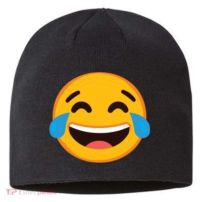 Emoticon Laughing Tears Face With Tears Of Joy Gift Sustainable Beanie