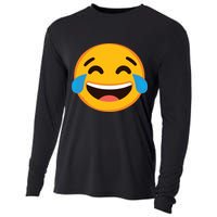 Emoticon Laughing Tears Face With Tears Of Joy Gift Cooling Performance Long Sleeve Crew