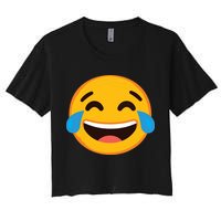 Emoticon Laughing Tears Face With Tears Of Joy Gift Women's Crop Top Tee