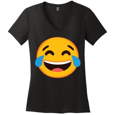 Emoticon Laughing Tears Face With Tears Of Joy Gift Women's V-Neck T-Shirt