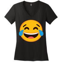 Emoticon Laughing Tears Face With Tears Of Joy Gift Women's V-Neck T-Shirt