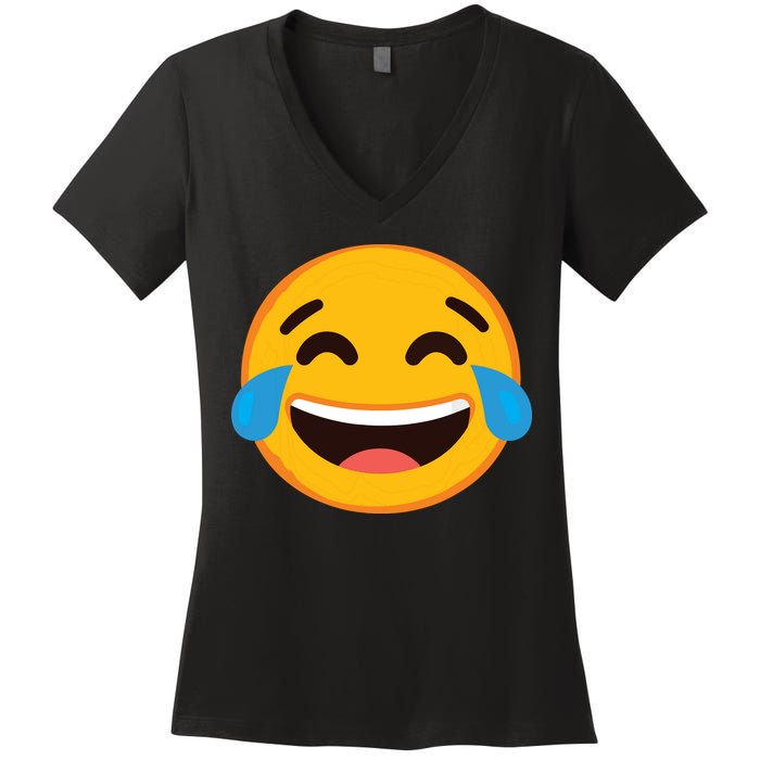 Emoticon Laughing Tears Face With Tears Of Joy Gift Women's V-Neck T-Shirt
