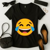 Emoticon Laughing Tears Face With Tears Of Joy Gift Women's V-Neck T-Shirt