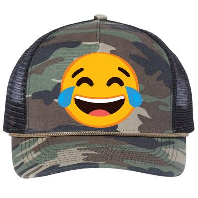 Emoticon Laughing Tears Face With Tears Of Joy Gift Retro Rope Trucker Hat Cap