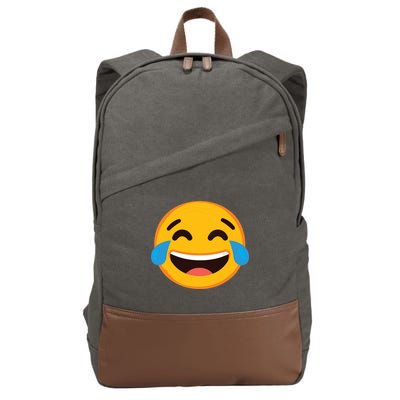 Emoticon Laughing Tears Face With Tears Of Joy Gift Cotton Canvas Backpack