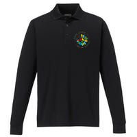 Every Little Thing Is Gonna Be Alright Hippie Flower Performance Long Sleeve Polo