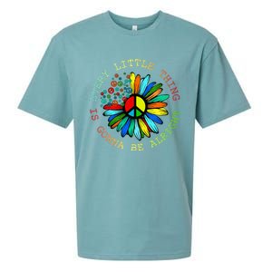 Every Little Thing Is Gonna Be Alright Hippie Flower Sueded Cloud Jersey T-Shirt