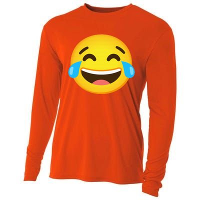 Emoticon Laughing Tears Face With Tears Of Joy Gift Cooling Performance Long Sleeve Crew