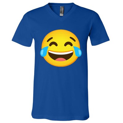 Emoticon Laughing Tears Face With Tears Of Joy Gift V-Neck T-Shirt