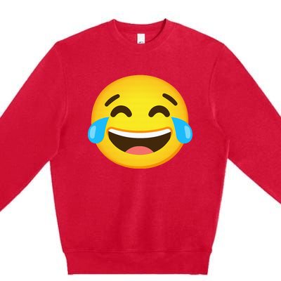 Emoticon Laughing Tears Face With Tears Of Joy Gift Premium Crewneck Sweatshirt