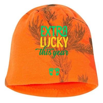 Extra Lucky This Year St Patricks Day Pregnancy Announcet Funny Gift Kati - Camo Knit Beanie