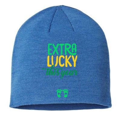 Extra Lucky This Year St Patricks Day Pregnancy Announcet Funny Gift Sustainable Beanie