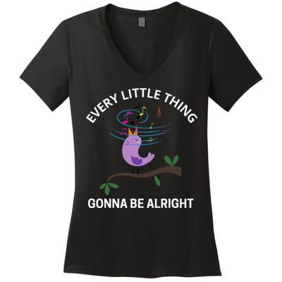 Every Little Thing Is Gonna Be Alright Singing Bird Yogis Women's V-Neck T-Shirt
