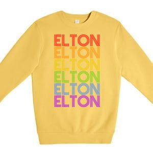 Elton Wordmark Pattern Retro Style Premium Crewneck Sweatshirt