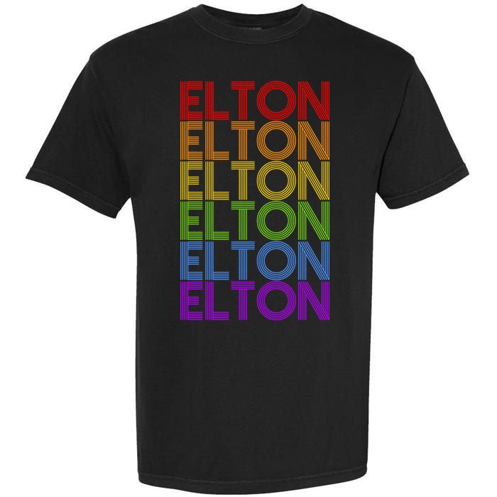 Elton Wordmark Pattern Retro Style Garment-Dyed Heavyweight T-Shirt
