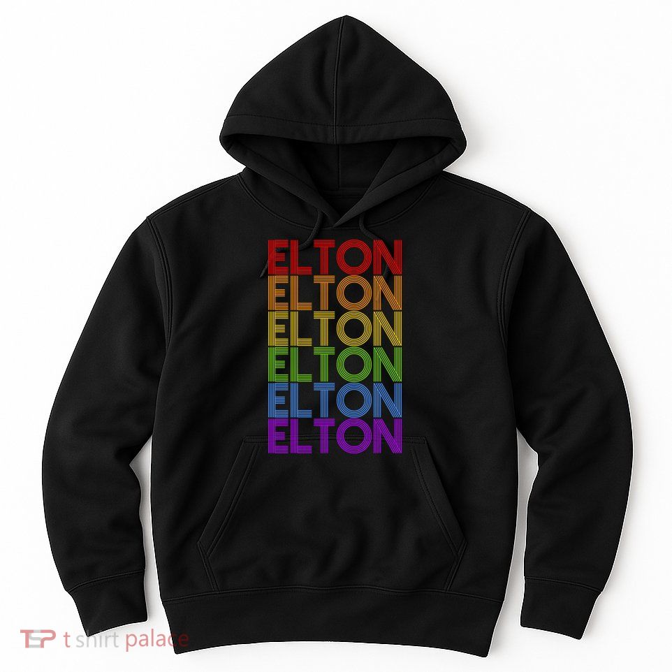 Elton Wordmark Pattern Retro Style Hoodie