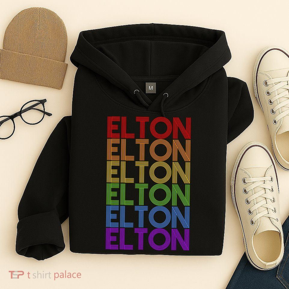 Elton Wordmark Pattern Retro Style Hoodie