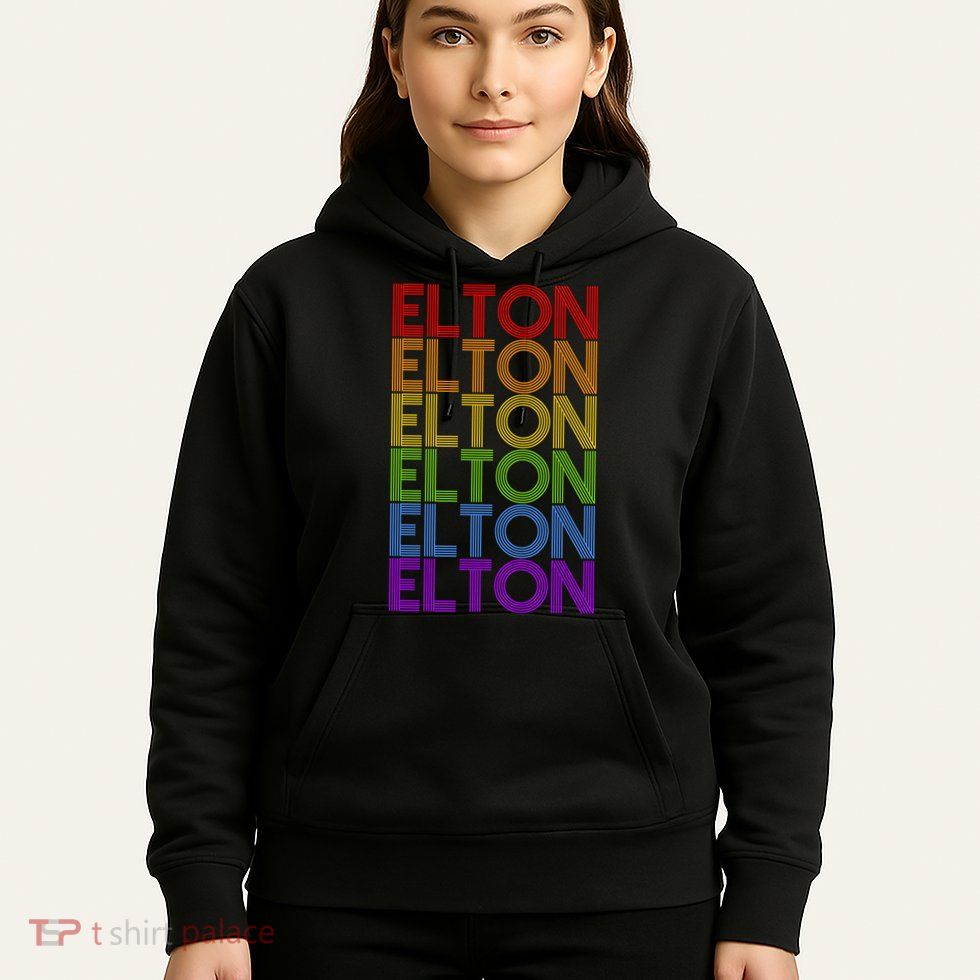 Elton Wordmark Pattern Retro Style Hoodie
