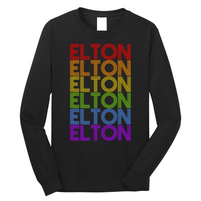 Elton Wordmark Pattern Retro Style Long Sleeve Shirt