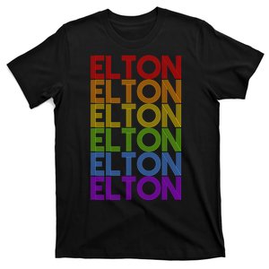 Elton Wordmark Pattern Retro Style T-Shirt