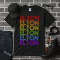 Elton Wordmark Pattern Retro Style Tall T-Shirt