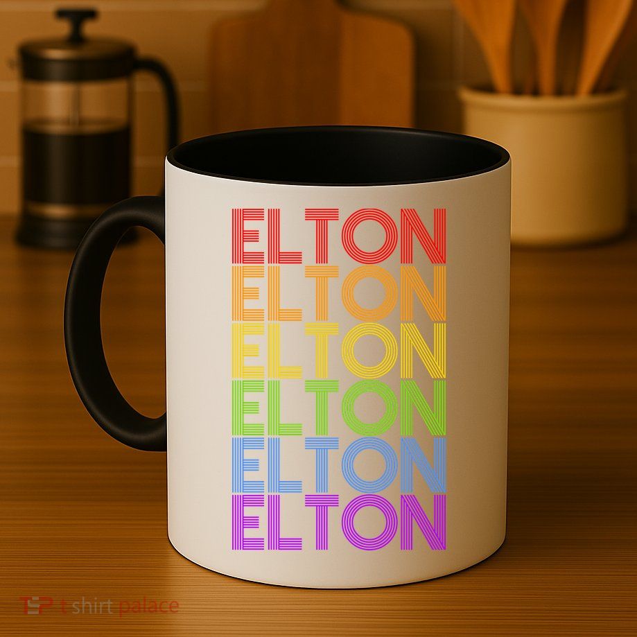 Elton Wordmark Pattern Retro Style Mug