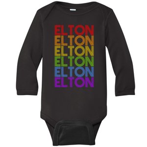 Elton Wordmark Pattern Retro Style Baby Long Sleeve Bodysuit