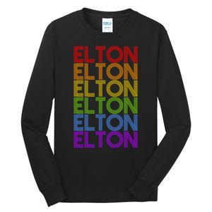 Elton Wordmark Pattern Retro Style Tall Long Sleeve T-Shirt