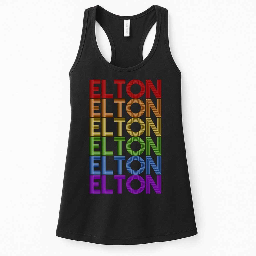 Elton Wordmark Pattern Retro Style Womens Tank Top