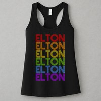 Elton Wordmark Pattern Retro Style Womens Tank Top