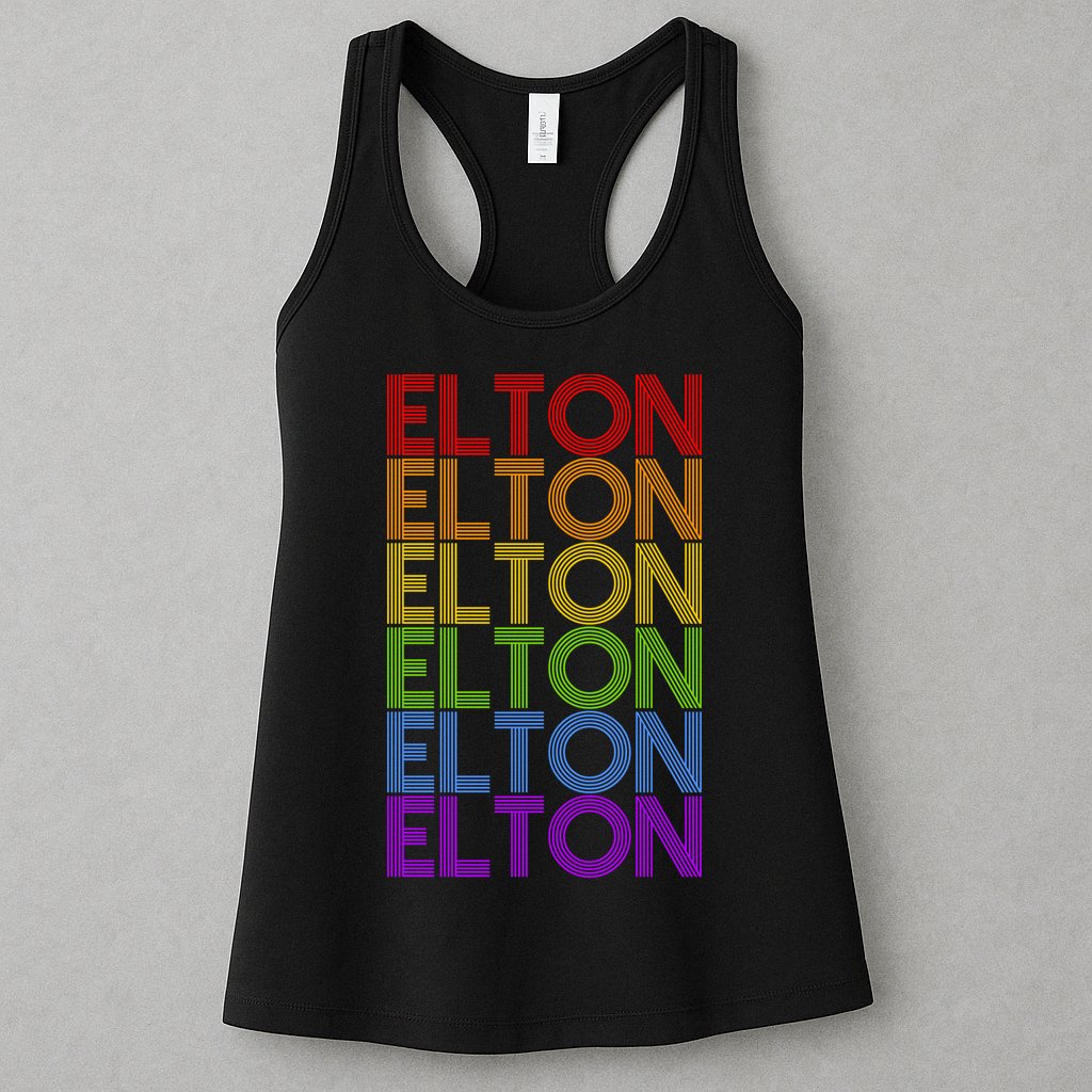 Elton Wordmark Pattern Retro Style Womens Tank Top