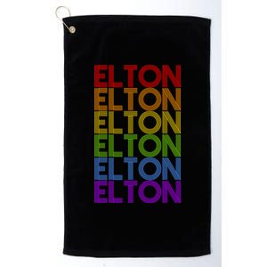 Elton Wordmark Pattern Retro Style Platinum Collection Golf Towel