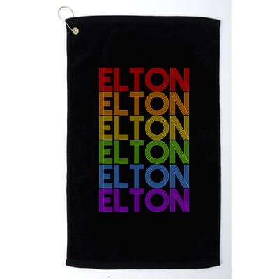 Elton Wordmark Pattern Retro Style Platinum Collection Golf Towel