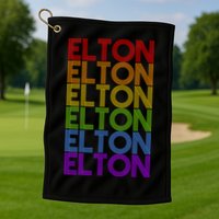 Elton Wordmark Pattern Retro Style Golf Towel