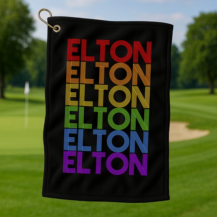 Elton Wordmark Pattern Retro Style Golf Towel