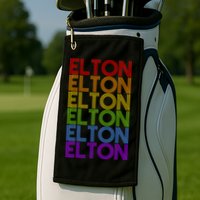 Elton Wordmark Pattern Retro Style Golf Towel